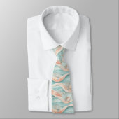Cravate Motif élégant d'océan de corail aqua (Attaché)