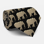Cravate Motif Éléphant Or et Noir (Roulé)
