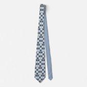 Cravate Motif Empreinte de Patte Argent Bleu (Devant)
