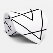 Cravate Motif en bande Chevron noir et blanc (Roulé)