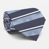 Cravate Motif en bande horizontale ID862 bleu (Roulé)
