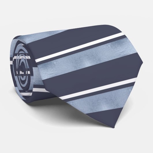 Cravate Motif en bande horizontale ID862 bleu (Roulé)