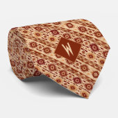Cravate Motif en brique rouge et sable inspiré par l'Aztec (Roulé)