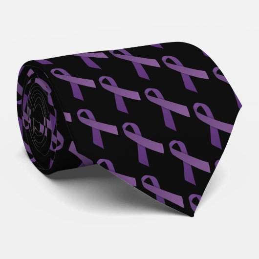 Cravate Motif en carreaux de rubans violets (Roulé)