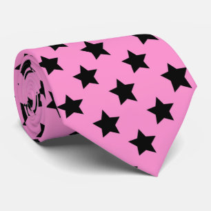 Cravate Motif en carrelage d'étoile noir rose