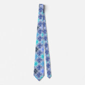 Cravate Motif en carrelage marocain peint en bleu (Devant)