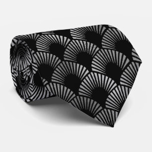 Cravate motif en carrelage noir argenté