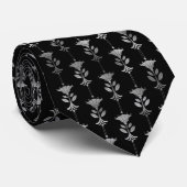 Cravate motif en carrelage noir argenté (Roulé)