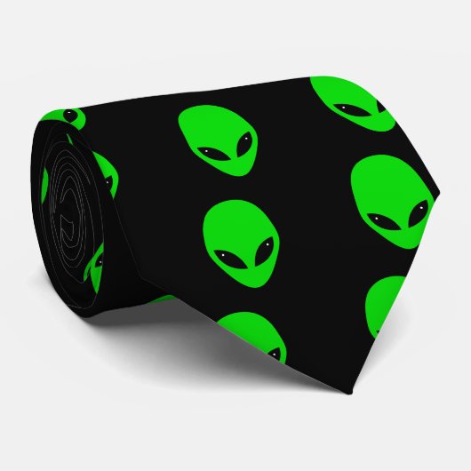 Cravate Motif en chef de l'Alien vert (Roulé)