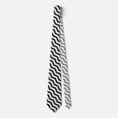Cravate Motif en chevron zig noir et blanc (Devant)