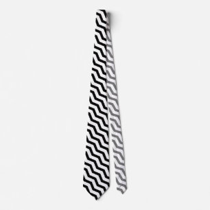 Cravate Motif en chevron zig noir et blanc