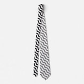 Cravate Motif en chevron zig noir et blanc (Dos)