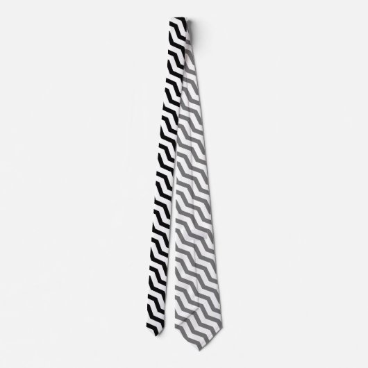 Cravate Motif en chevron zig noir et blanc (Dos)