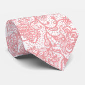Cravate Motif en dentelle vintage rose (Roulé)
