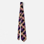Cravate Motif en diagonale violette, beige et noire (Dos)