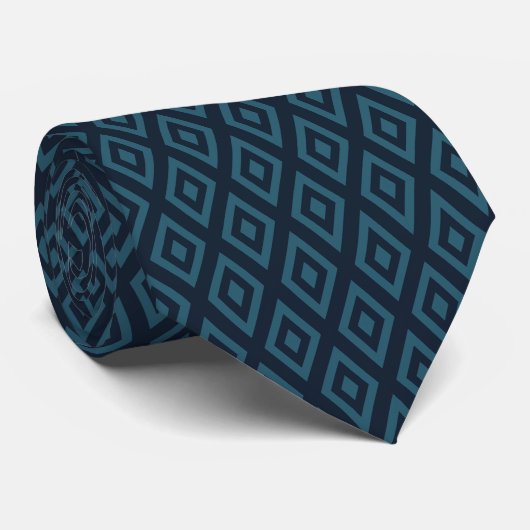 Cravate Motif en diamant bleu foncé rétro (Roulé)