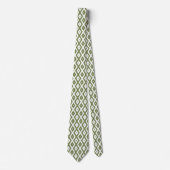 Cravate Motif en diamant vert et blanc (Devant)