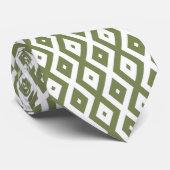 Cravate Motif en diamant vert et blanc (Roulé)