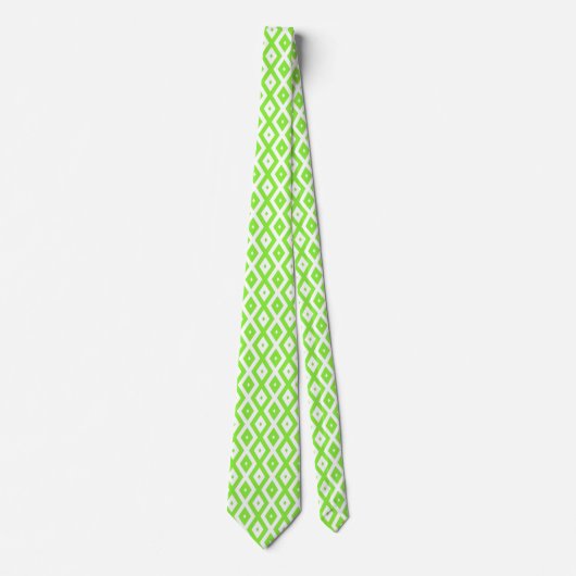 Cravate Motif en diamant vert et blanc (Devant)