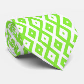 Cravate Motif en diamant vert et blanc (Roulé)