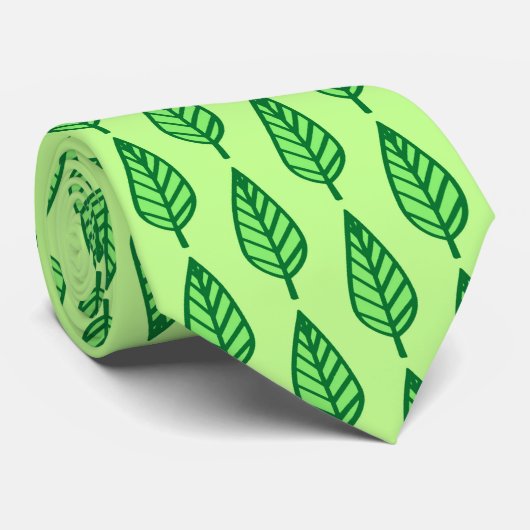 Cravate Motif en feuille de hêtre - nuances vertes (Roulé)