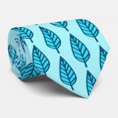 Cravate Motif en feuille de hêtre - Tons bleu ciel (Roulé)