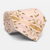 Cravate Motif en feuille rose or (Roulé)