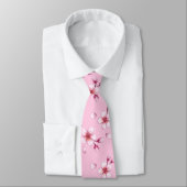 Cravate Motif en fleurs de cerisier rose (Attaché)