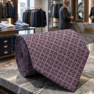 Cravate Motif en grille diagonale crisscross violet prune