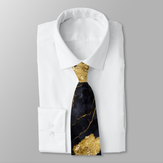 Cravate Motif en marbre bleu avec or (Attaché)