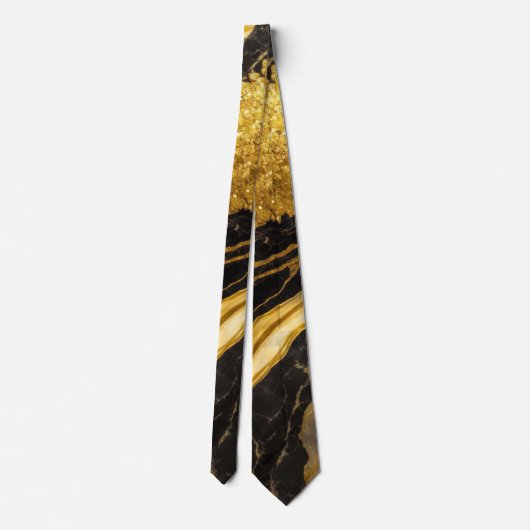 Cravate Motif en marbre noir avec or (Dos)