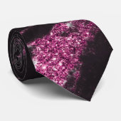 Cravate Motif en marbre noir rose magenta classique (Roulé)