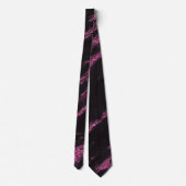Cravate Motif en marbre noir rose magenta classique (Dos)