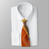 Cravate Motif en marbre orange avec or (Attaché)
