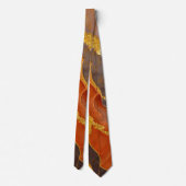 Cravate Motif en marbre orange avec or (Dos)