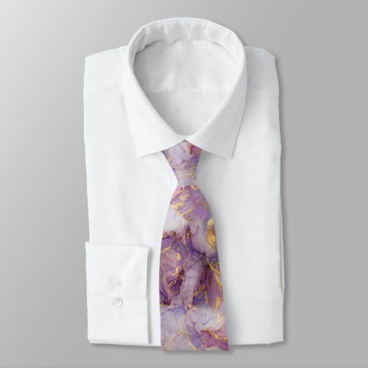 Cravate Motif en marbre Pastel Lilac, Parties scintillant  (Attaché)