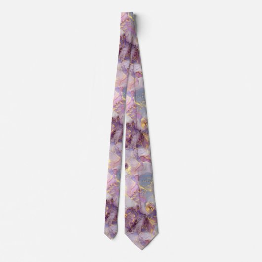 Cravate Motif en marbre Pastel Lilac, Parties scintillant  (Dos)