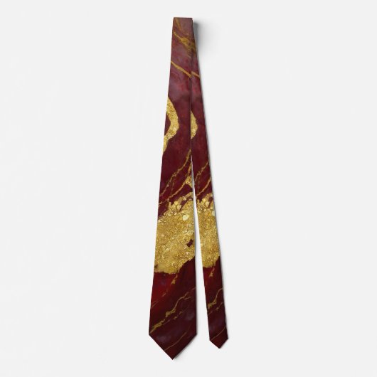 Cravate Motif en marbre rouge avec or (Devant)