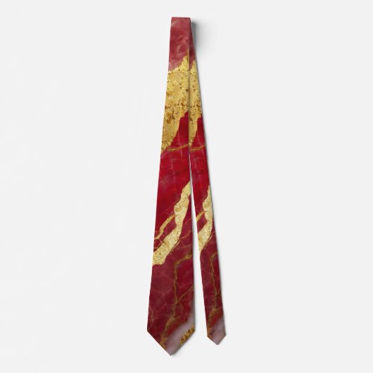Cravate Motif en marbre rouge avec or (Devant)