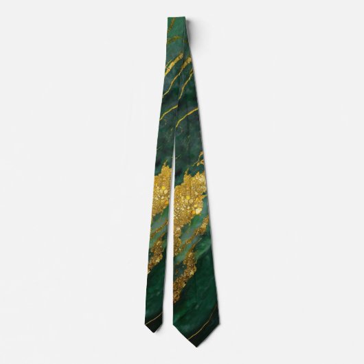 Cravate Motif en marbre vert avec or (Dos)