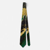Cravate Motif en marbre vert avec or (Devant)
