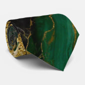 Cravate Motif en marbre vert avec or (Roulé)