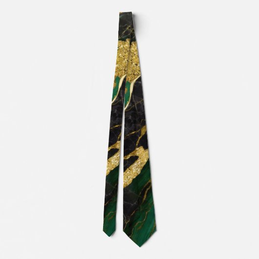Cravate Motif en marbre vert avec or (Dos)