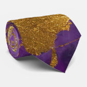 Cravate Motif en marbre violet avec or (Roulé)