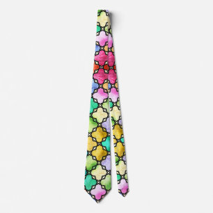 Cravate Motif en mosaïque arc-en-ciel