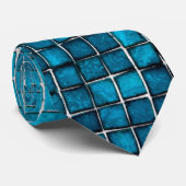 Cravate Motif en mosaïque bleue (Roulé)