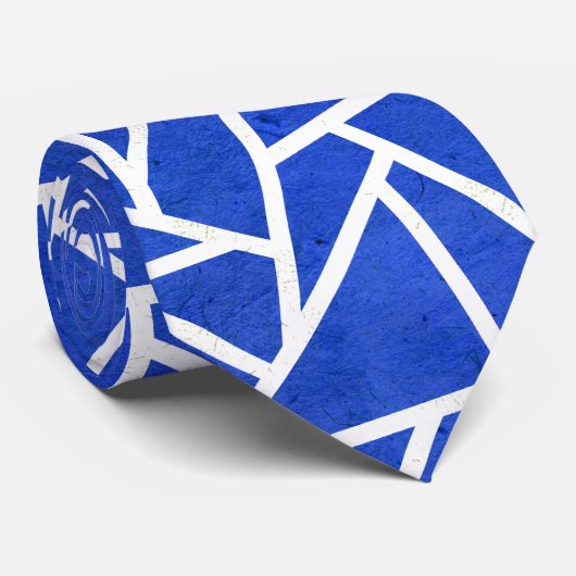 Cravate Motif en mosaïque bleue et blanche (Roulé)