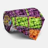 Cravate Motif en mosaïque colorée Burlap Rustique #4 (Roulé)