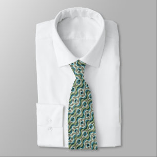 Cravate Motif en mosaïque Hip Lime Vert Turquoise Bleu Tau