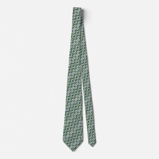 Cravate Motif en mosaïque Hip Lime Vert Turquoise Bleu Tau (Devant)